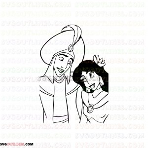 Aladdin and Jasmine wedding outline svg dxf eps pdf png