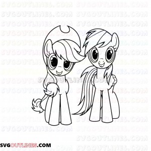 Applejack and Rainbow Dash My Little Pony outline svg dxf eps pdf png