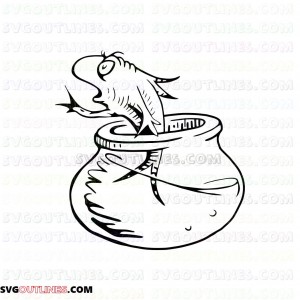 Aquarium Fish Dr Seuss The Cat in the Hat outline svg dxf eps pdf png