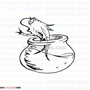 Aquarium Fish Outline Silhouette Dr Seuss The Cat in the Hat outline svg dxf eps pdf png