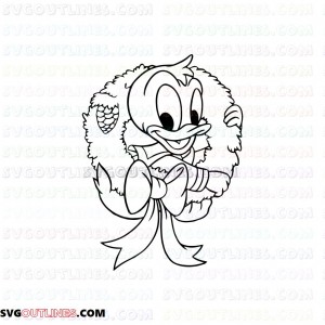 Baby Donald Wreath Mickey Mouse Christmas outline svg dxf eps pdf png
