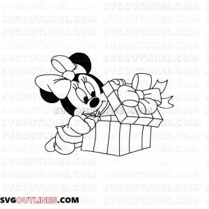 Baby Minnie Mickey Mouse christmas outline svg dxf eps pdf png