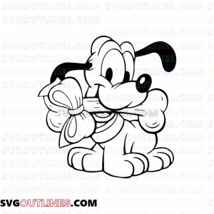 Baby Pluto Christmas Mickey Mouse outline svg dxf eps pdf png