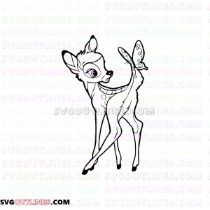 Bambi Deer Butterfly outline svg dxf eps pdf png