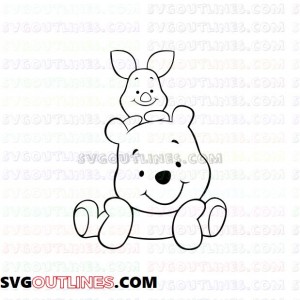 Bear and Piglet Winnie the Pooh 2 outline svg dxf eps pdf png