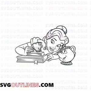 Belle Chip and Mrs Potts Beauty and the Beast outline svg dxf eps pdf png