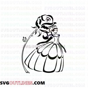 Belle Rose Beauty and the Beast silhouette outline svg dxf eps pdf png