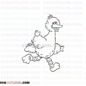 Big Bird Running Sesame Street outline svg dxf eps pdf png