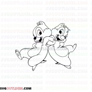 Chip and Dale very happy outline svg dxf eps pdf png