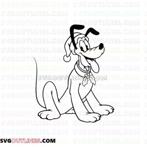 Classic Pluto Christmas Mickey Mouse outline svg dxf eps pdf png
