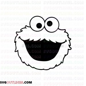 Cookie Monster Face Sesame Street Muppet Monster outline svg dxf eps pdf png