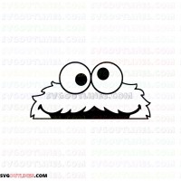 Cookie Monster Peeking Face Sesame Street outline svg dxf eps pdf png