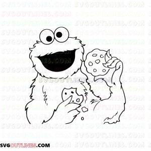 Cookie Monster with Cookies Sesame Street outline svg dxf eps pdf png