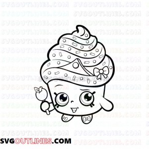 Cupcake Queen Shopkins outline svg dxf eps pdf png