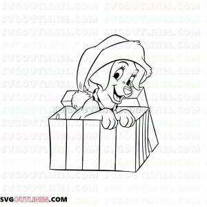 Dalmatian Dog Christmas Santa outline svg dxf eps pdf png