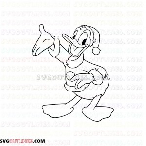 Donald Duck Santa Mickey Mouse christmas outline svg dxf eps pdf png