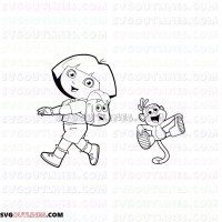 Dora and Boots backpack Dora the Explorer outline svg dxf eps pdf png