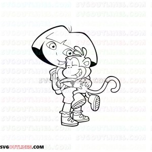 Dora and Boots hugging 2 Dora the Explorer outline svg dxf eps pdf png