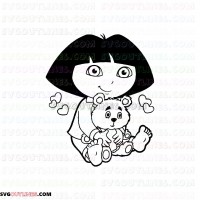Dora with Teddy bear Dora and Friends outline svg dxf eps pdf png