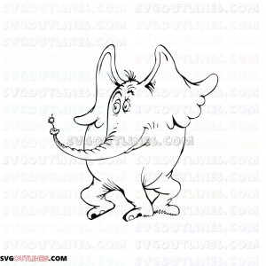 Dr Seuss Horton with Flower Dr Seuss The Cat in the Hat outline svg dxf eps pdf png