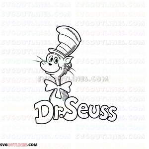 Dr Seuss Outline Silhouette The Cat in the Hat outline svg dxf eps pdf png