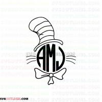 Dr Seuss The Cat in the Hat Bowtie Monogram Frame outline svg dxf eps pdf png