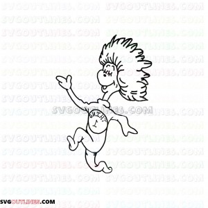 Dr Seuss The Cat in the Hat One Thing walking outline svg dxf eps pdf png