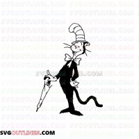 Dr Seuss The Cat in the Hat and Umbrella outline svg dxf eps pdf png