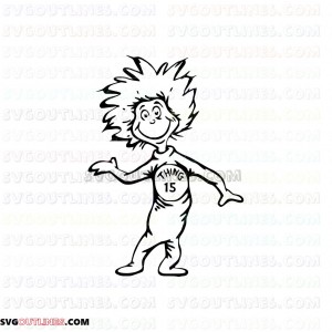 Dr Seuss Thing 15 Dr Seuss The Cat in the Hat outline svg dxf eps pdf png