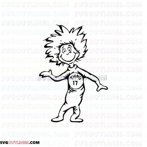 Dr Seuss Thing 17 Dr Seuss The Cat in the Hat outline svg dxf eps pdf png