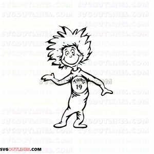 Dr Seuss Thing 19 Dr Seuss The Cat in the Hat outline svg dxf eps pdf png
