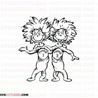 Dr Seuss Thing 1 and Thing 2 outline svg dxf eps pdf png