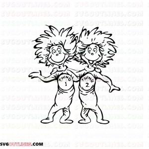 Dr Seuss Thing 1 and Thing 2 outline svg dxf eps pdf png