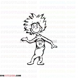 Dr Seuss Thing 21 Dr Seuss The Cat in the Hat outline svg dxf eps pdf png