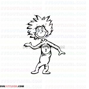 Dr Seuss Thing 3 Dr Seuss The Cat in the Hat outline svg dxf eps pdf png