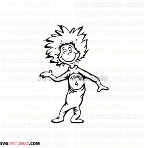 Dr Seuss Thing 4 Dr Seuss The Cat in the Hat outline svg dxf eps pdf png