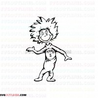 Dr Seuss Thing 5 Dr Seuss The Cat in the Hat outline svg dxf eps pdf png