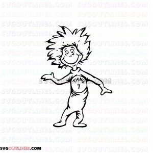 Dr Seuss Thing 7 Dr Seuss The Cat in the Hat outline svg dxf eps pdf png