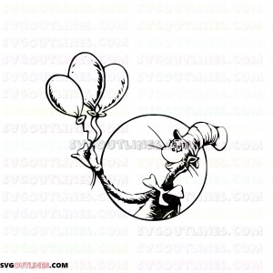 Dr Seuss with Balloon Dr Seuss The Cat in the Hat outline svg dxf eps pdf png