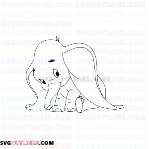 Baby Elephant Outline Svg