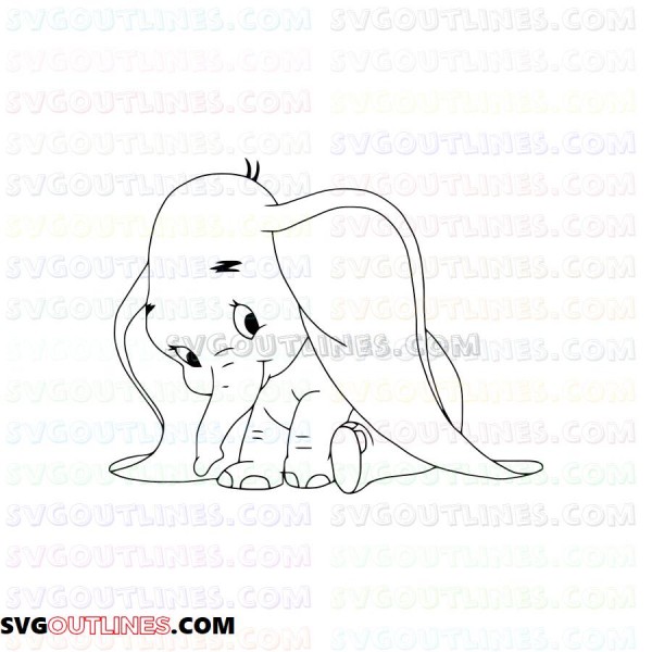 Dumbo Baby Elephant 2 Outline Svg Dxf Eps Pdf Png