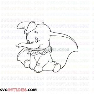 Dumbo Baby Elephant 3 outline svg dxf eps pdf png
