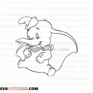 Dumbo Baby Elephant 4 outline svg dxf eps pdf png