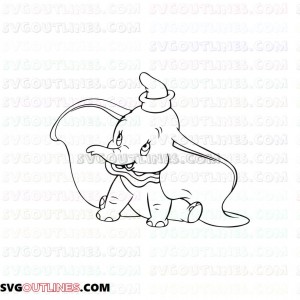 Dumbo Baby Elephant 5 outline svg dxf eps pdf png