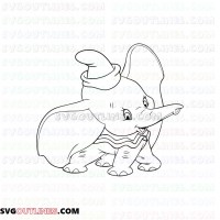 Dumbo Baby Elephant 6 outline svg dxf eps pdf png
