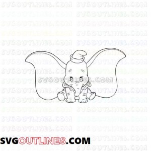 Dumbo Baby Elephant 7 outline svg dxf eps pdf png