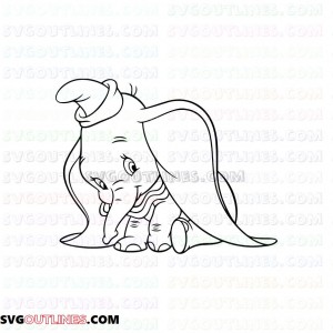 Dumbo Baby Elephant outline svg dxf eps pdf png