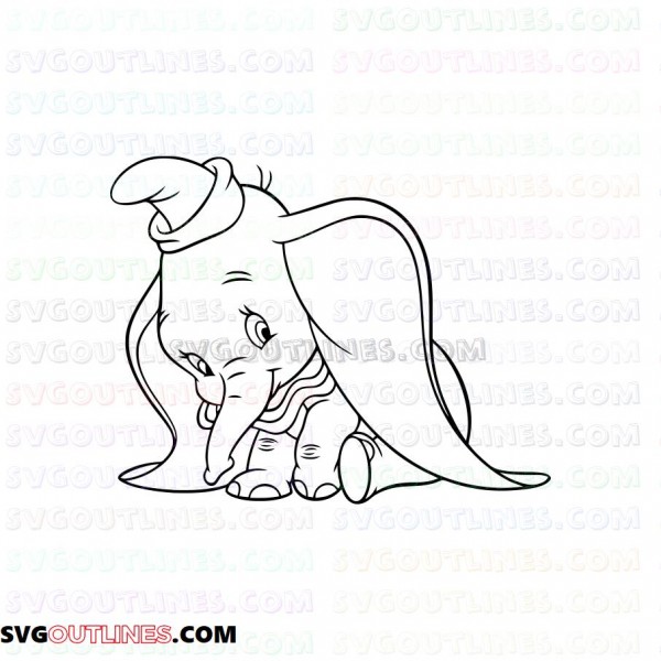 Download Dumbo Baby Elephant Outline Svg Dxf Eps Pdf Png