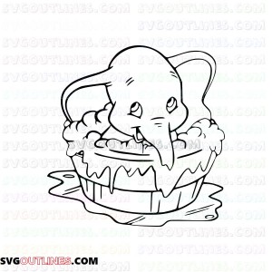 Dumbo Elephant Bathing outline svg dxf eps pdf png