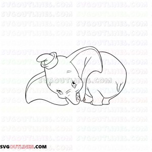 Dumbo Elephant Behind outline svg dxf eps pdf png